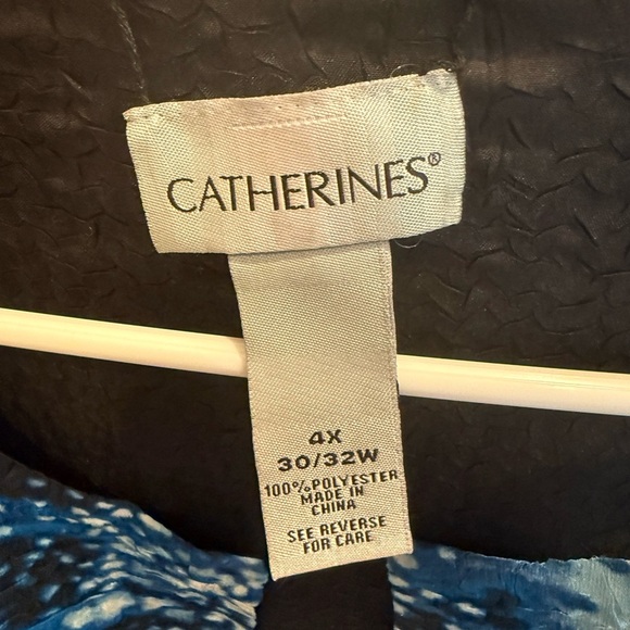 Catherines Reversible Crinkle Jacket Plus 4XL 30/32W Blue Black Splatter - Picture 3 of 3